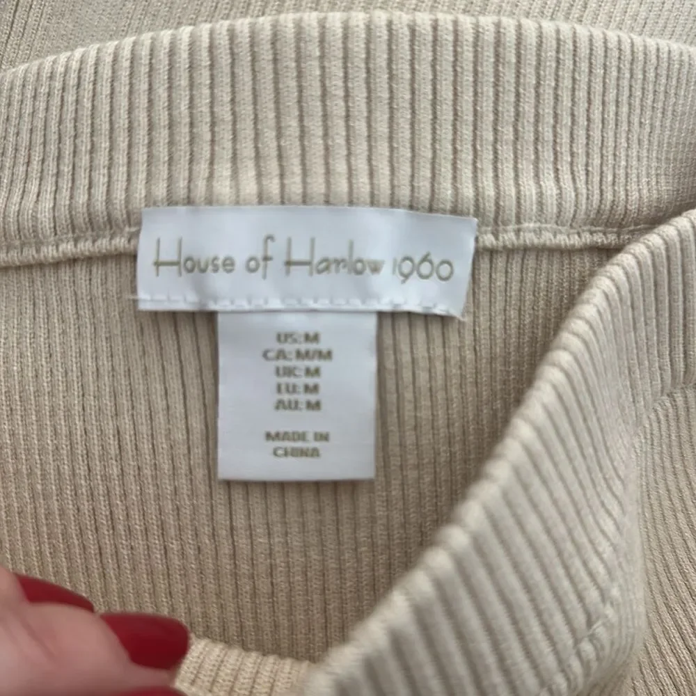 House of Harlow 1960 nude tan ribbed midi side slip skirt medium m